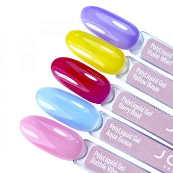 Палітра на тіпсах PolyLiquid gel JOIA vegan, 5 вітражних кольорiв limit