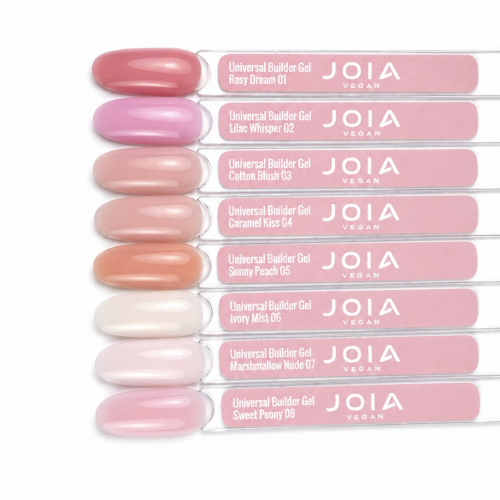 Палитра на типсах Universal Builder Gel JOIA vegan, 8 цветов