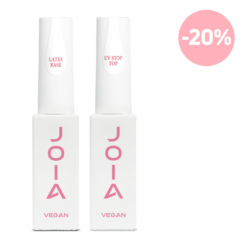 Набір JOIA vegan Latex base 8 ml + UV Stop Top No Wipe 8 ml